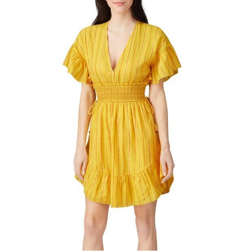 SAYLOR Adrienne Dress | Yellow Ruffle Smocked Mini